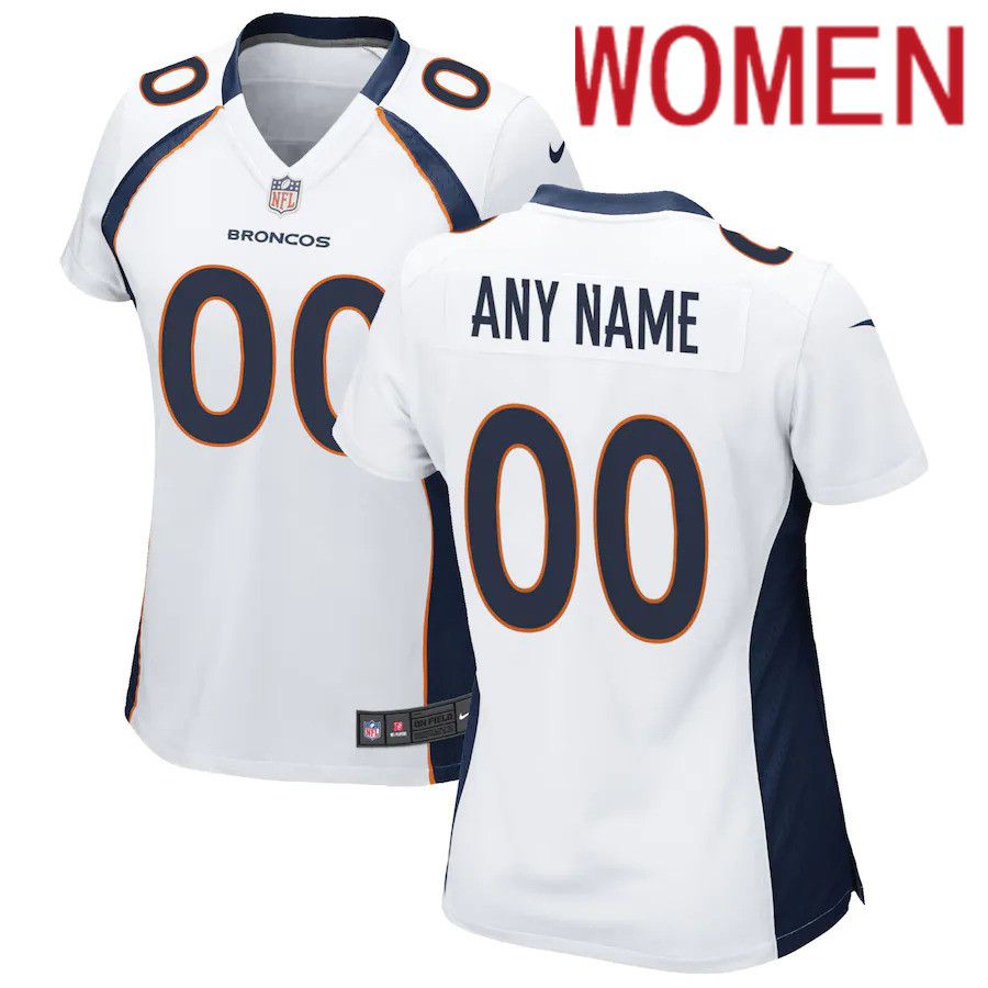 Women Nike White Denver Broncos Custom Game NFL Jersey->customized nfl jersey->Custom Jersey